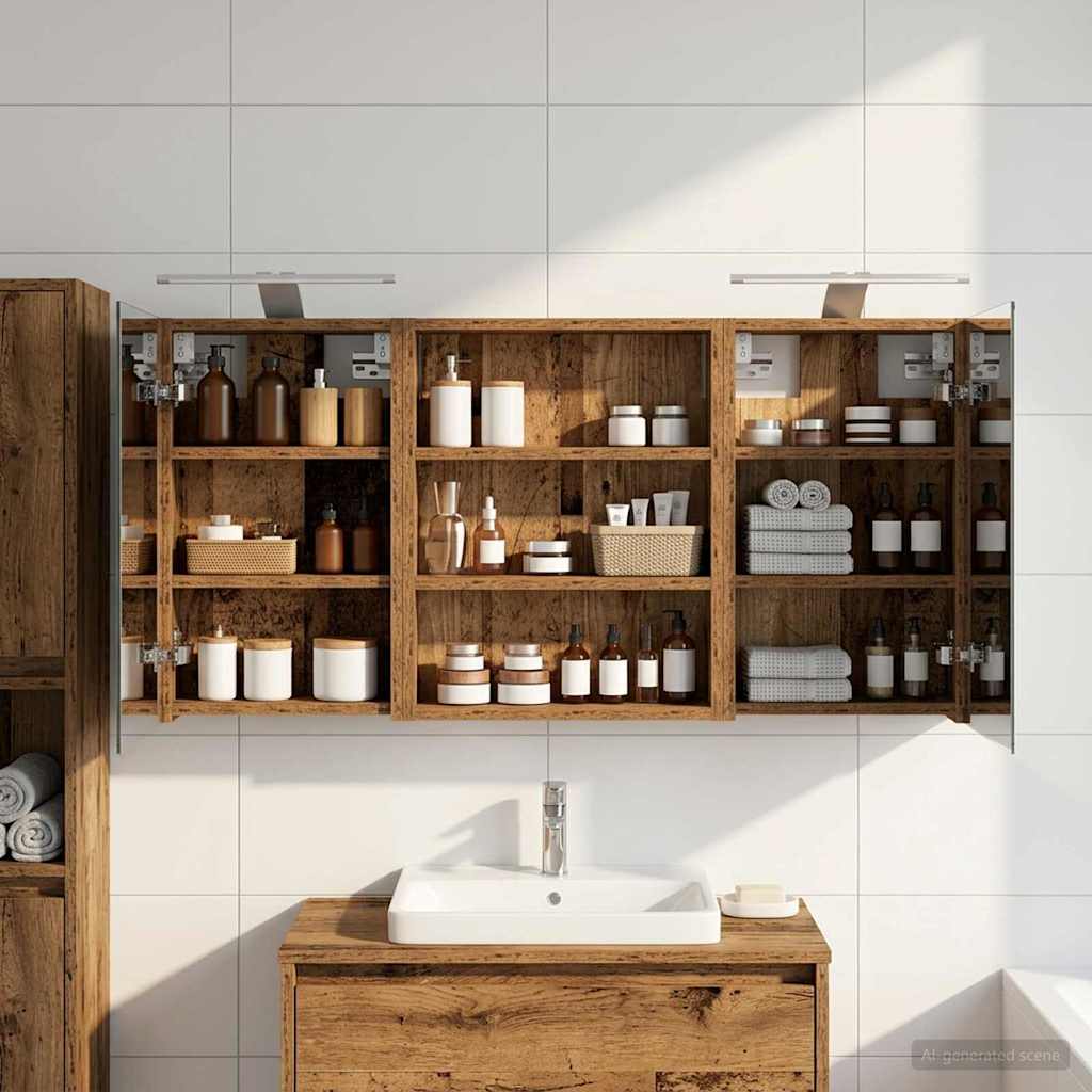 Bathroom Cabinet Set 3 pcs 100 x 10.5 x 50 cm Engineered wood