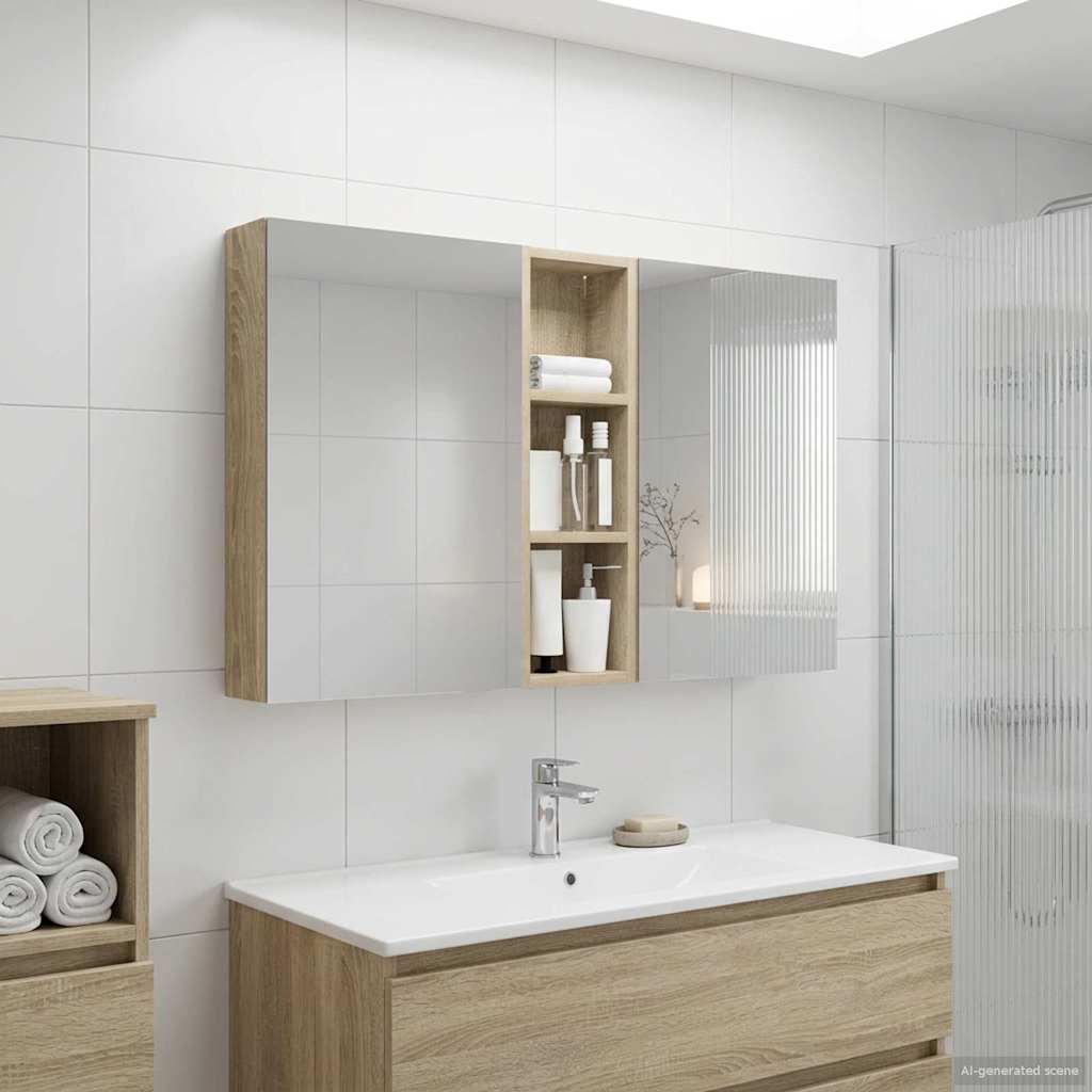 Bathroom Cabinet Set 3 pcs 100 x 10.5 x 60.5 cm Engineered wood