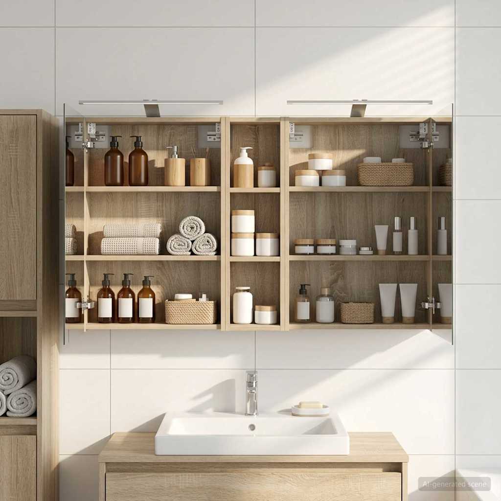 Bathroom Cabinet Set 3 pcs 120 x 14.5 x 70 cm Engineered wood