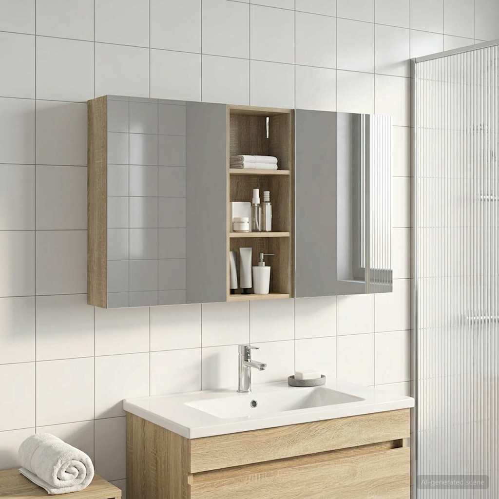 Bathroom Cabinet Set 3 pcs 130 x 14.5 x 70 cm Engineered wood