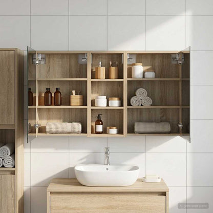 Bathroom Cabinet Set 3 pcs 130 x 14.5 x 70 cm Engineered wood
