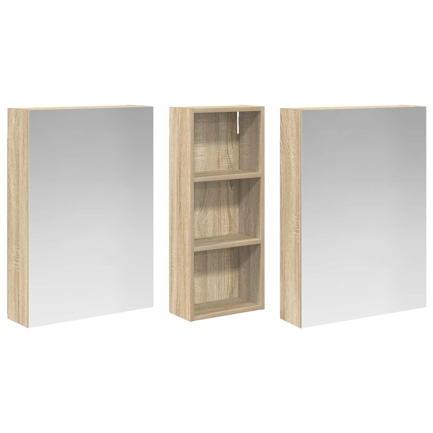 Bathroom Cabinet Set 3 pcs 130 x 14.5 x 70 cm Engineered wood