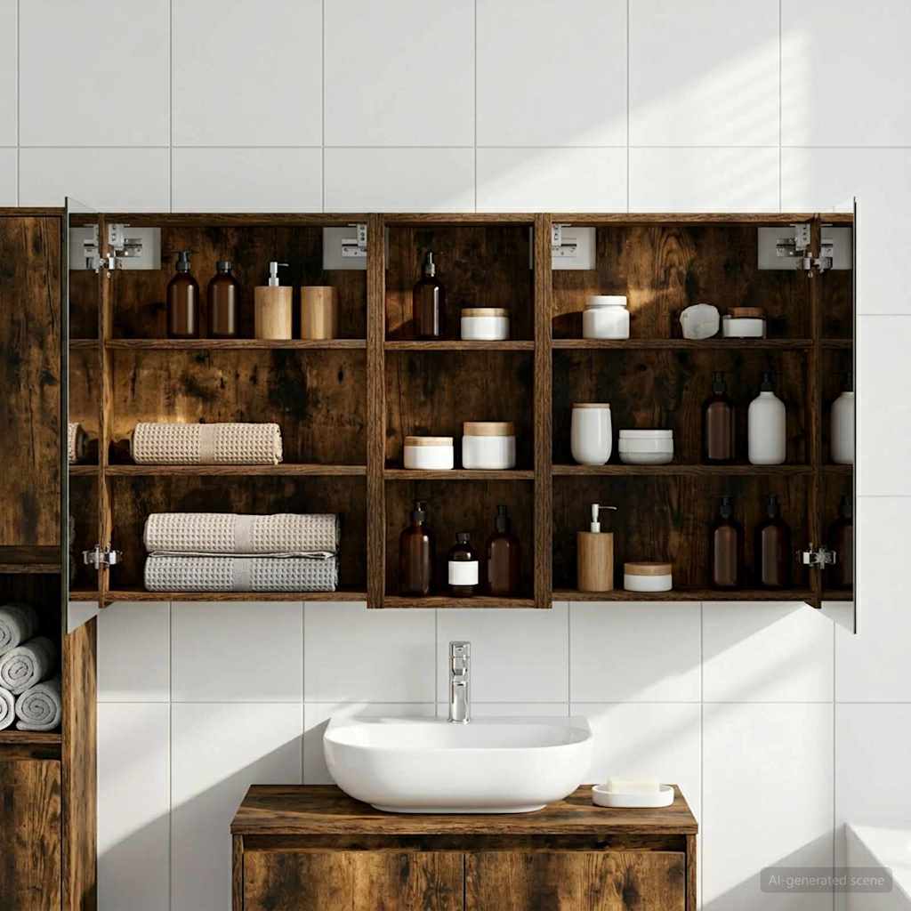 Bathroom Cabinet Set 3 pcs 130 x 14.5 x 70 cm Engineered wood