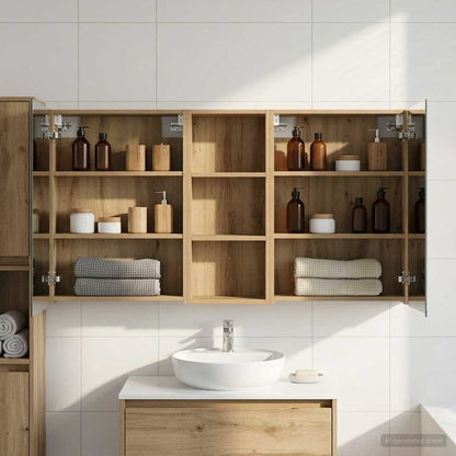 Bathroom Cabinet Set 3 pcs 130 x 14.5 x 70 cm Engineered wood