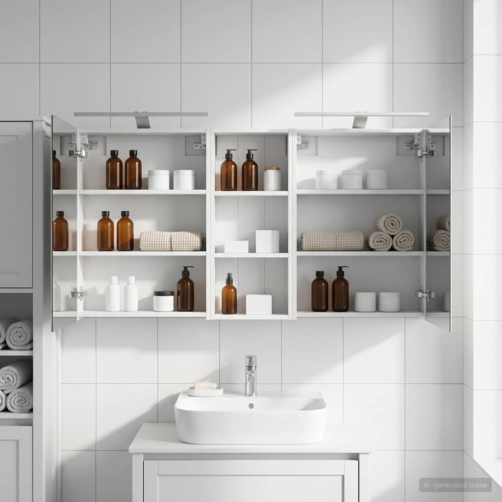 Bathroom Cabinet Set 3 pcs 130 x 14.5 x 70 cm Engineered wood