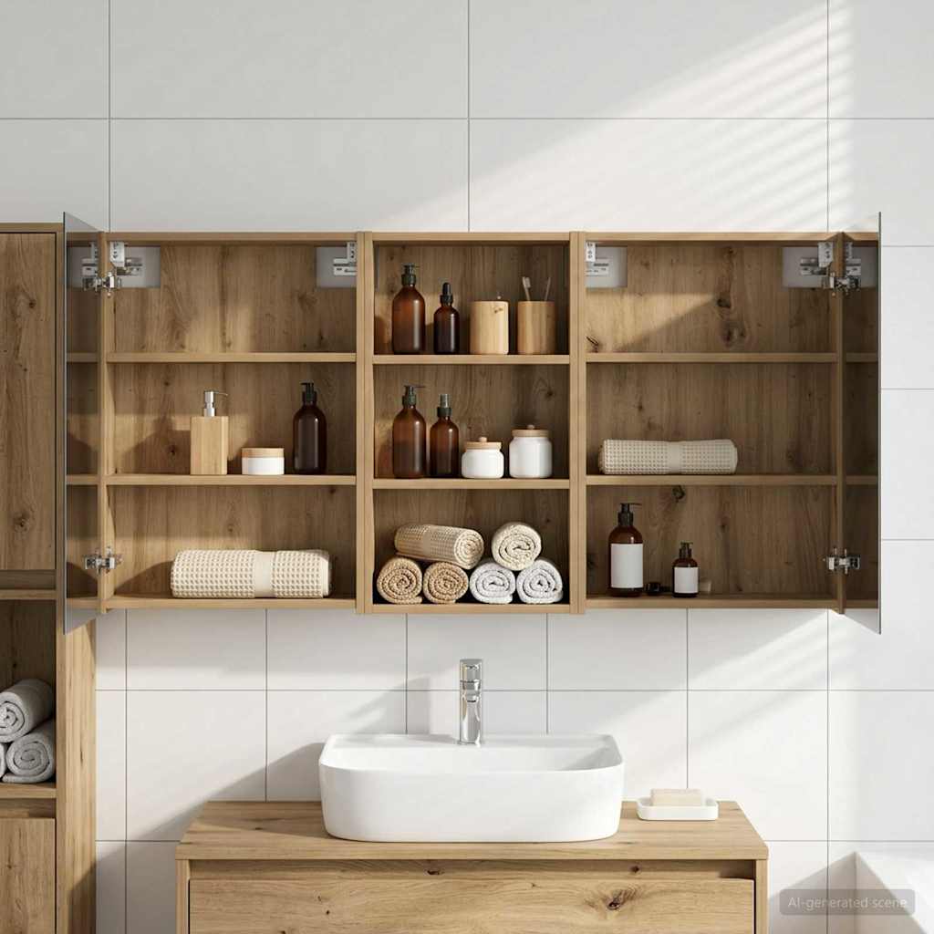 Bathroom Cabinet Set 3 pcs 140 x 14.5 x 70 cm Engineered wood