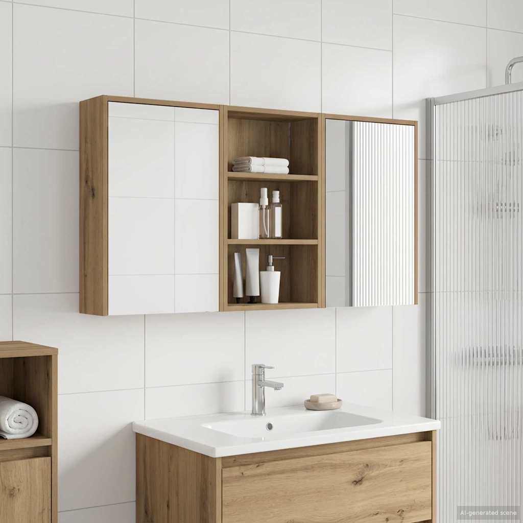 Bathroom Cabinet Set 3 pcs 126 x 16 x 62.5 cm Engineered wood