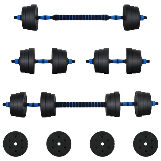 2-in-1 Dumbbell Set 30kg Black and Blue