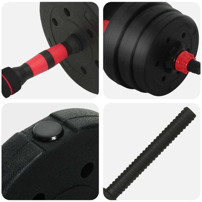 4-in-1 Dumbbell Set 30kg Black and Red