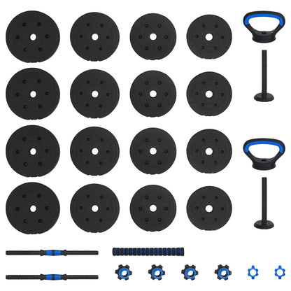 4-in-1 Dumbbell Set 30kg Black and Blue