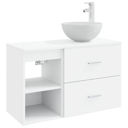 Bathroom Furniture Set 2 pcs White Engineered Wood