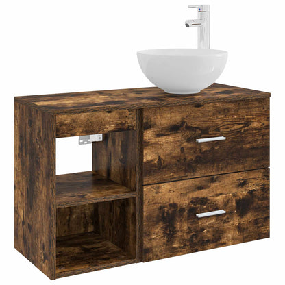 Bathroom Furniture Set 2 pcs Smoked Oak Engineered Wood
