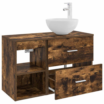 Bathroom Furniture Set 2 pcs Smoked Oak Engineered Wood