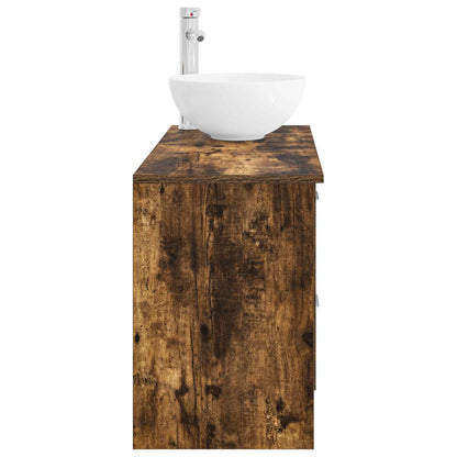 Bathroom Furniture Set 2 pcs Smoked Oak Engineered Wood