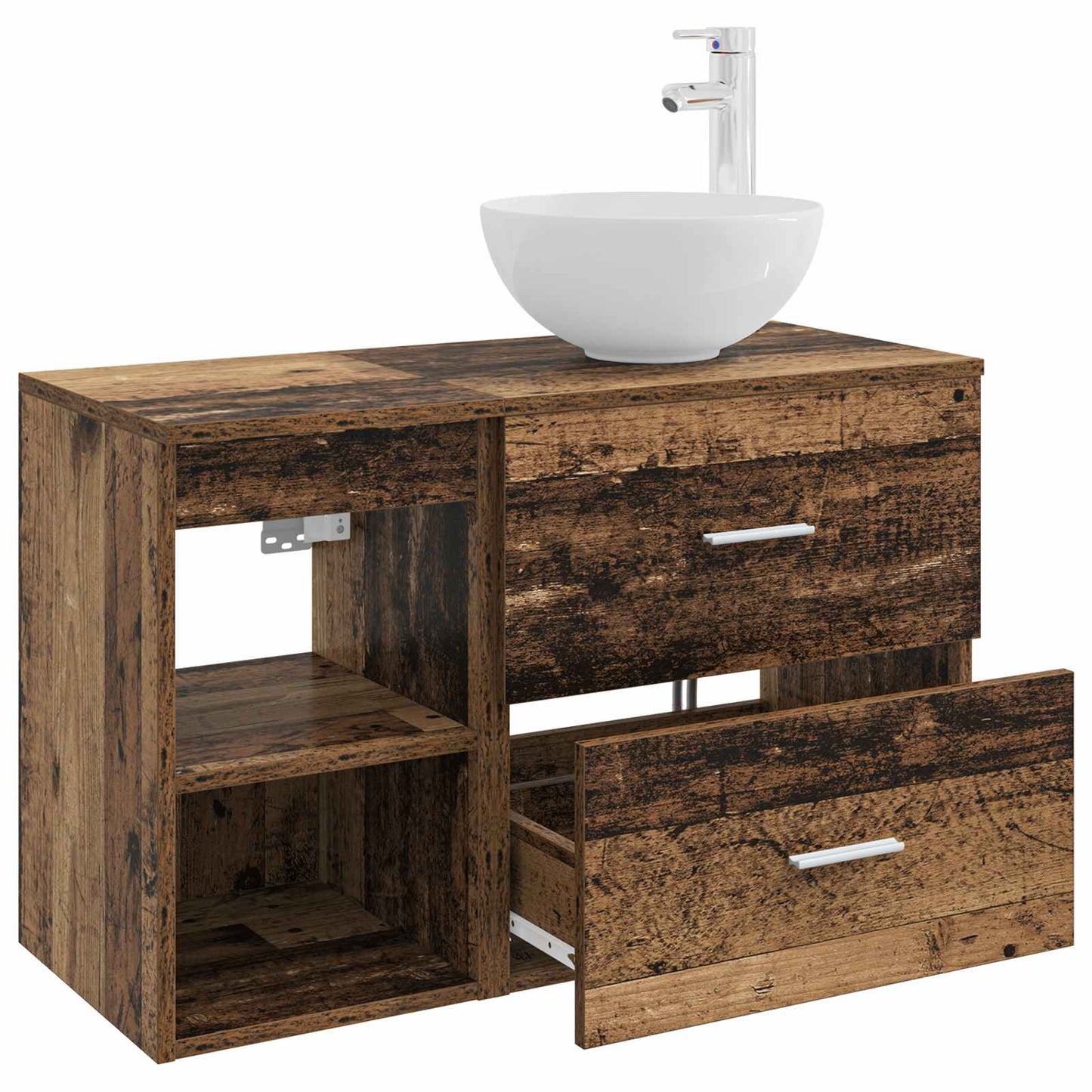 Bathroom Furniture Set 2 pcs Old Wood Engineered Wood