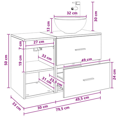 Bathroom Furniture Set 2 pcs Old Wood Engineered Wood