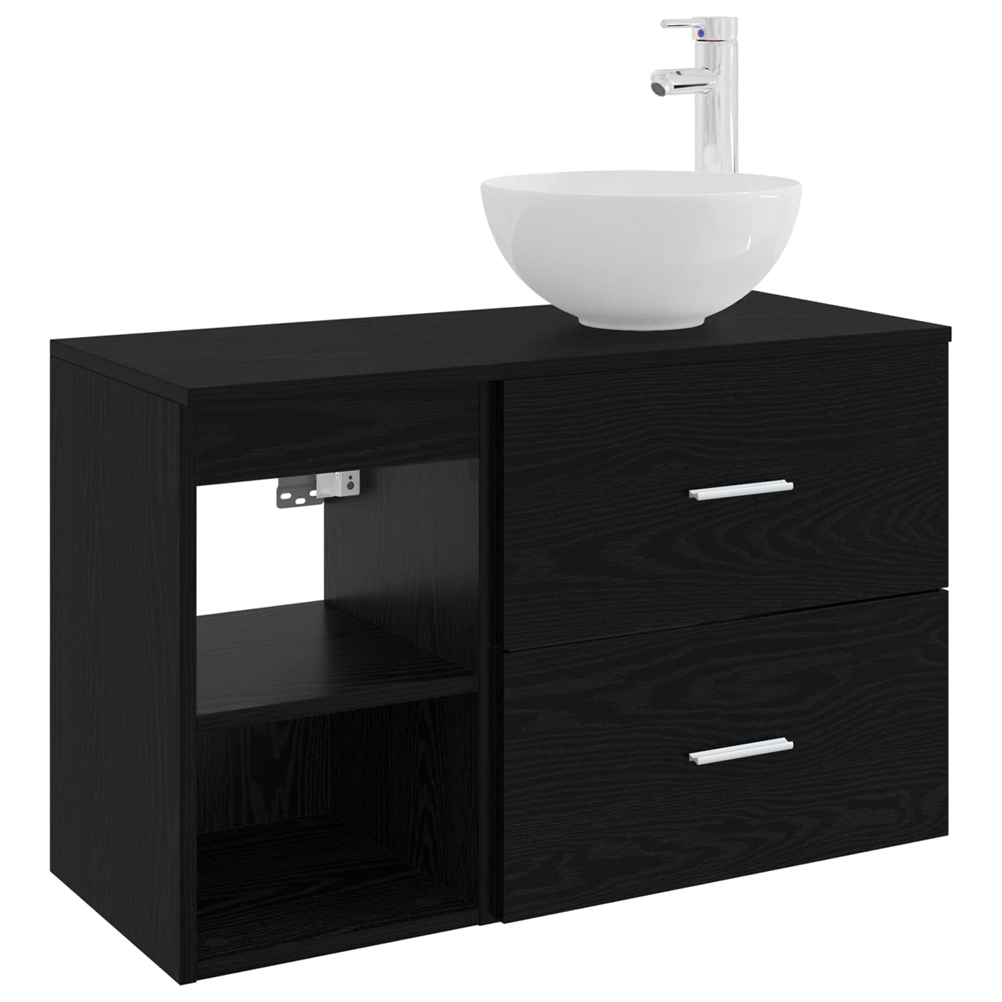 Bathroom Furniture Set 2 pcs Black Oak Engineered Wood