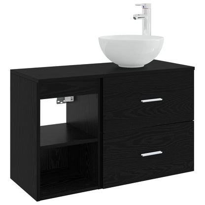 Bathroom Furniture Set 2 pcs Black Oak Engineered Wood