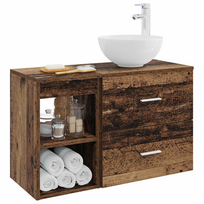 Bathroom Furniture Set 2 pcs Old Wood Engineered Wood