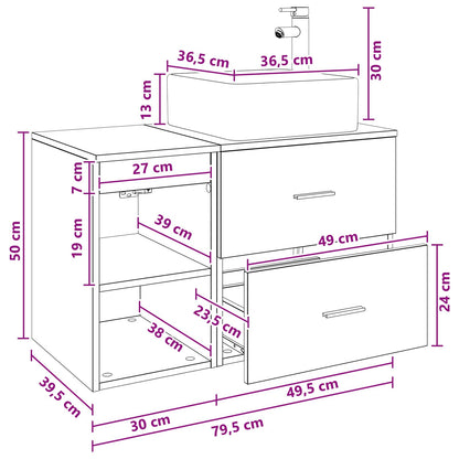 Bathroom Furniture Set 2 pcs Old Wood Engineered Wood
