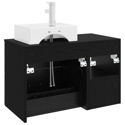 Bathroom Furniture Set 2 pcs Black Oak Engineered Wood