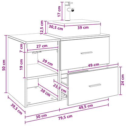 Bathroom Furniture Set 2 pcs Smoked Oak Engineered Wood