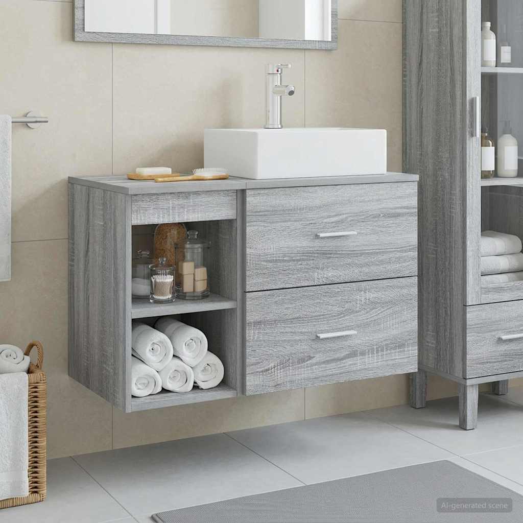 Bathroom Furniture Set 2 pcs Grey Sonoma Engineered Wood