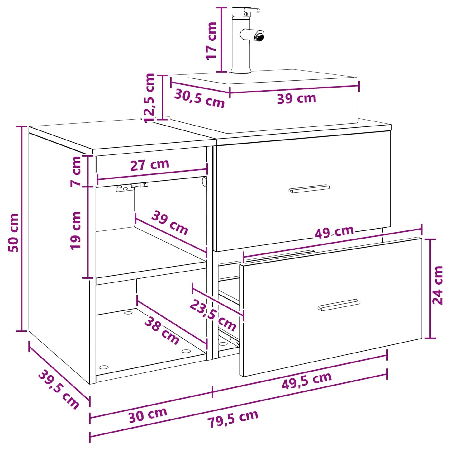 Bathroom Furniture Set 2 pcs Old Wood Engineered Wood