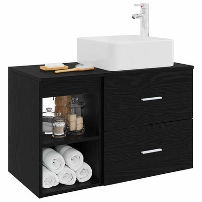 Bathroom Furniture Set 2 pcs Black Oak Engineered Wood
