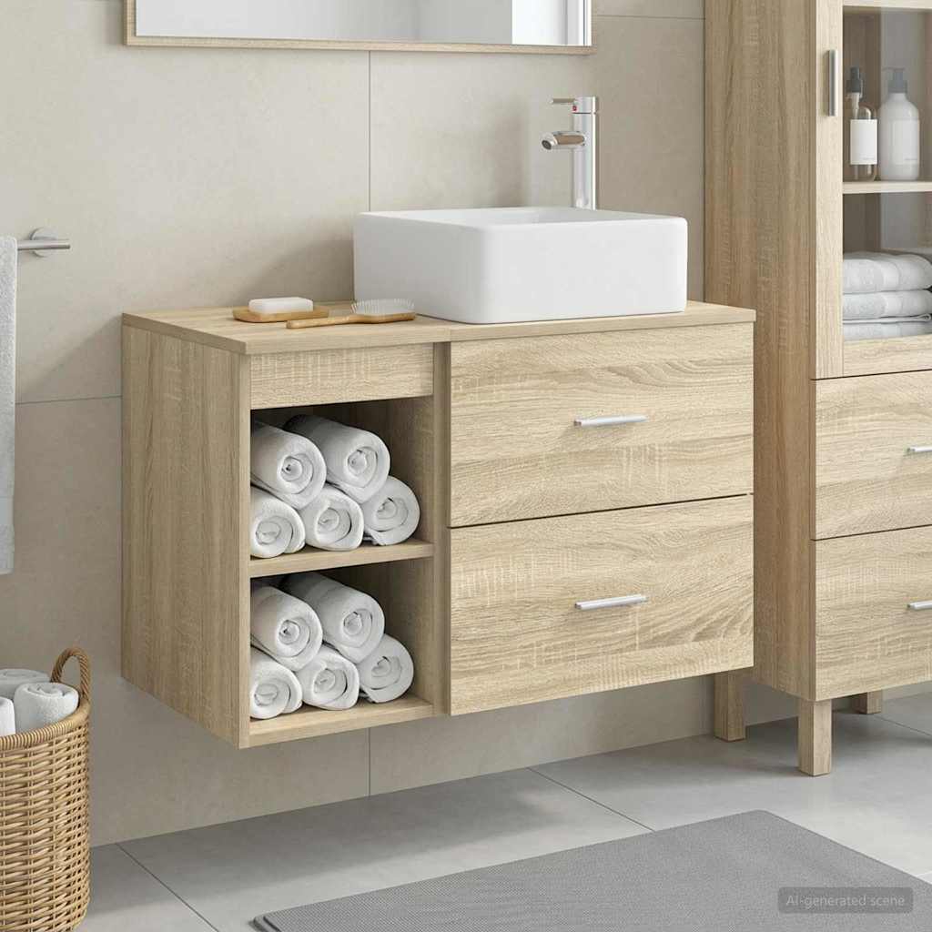 Bathroom Furniture Set 2 pcs Sonoma Oak Engineered Wood