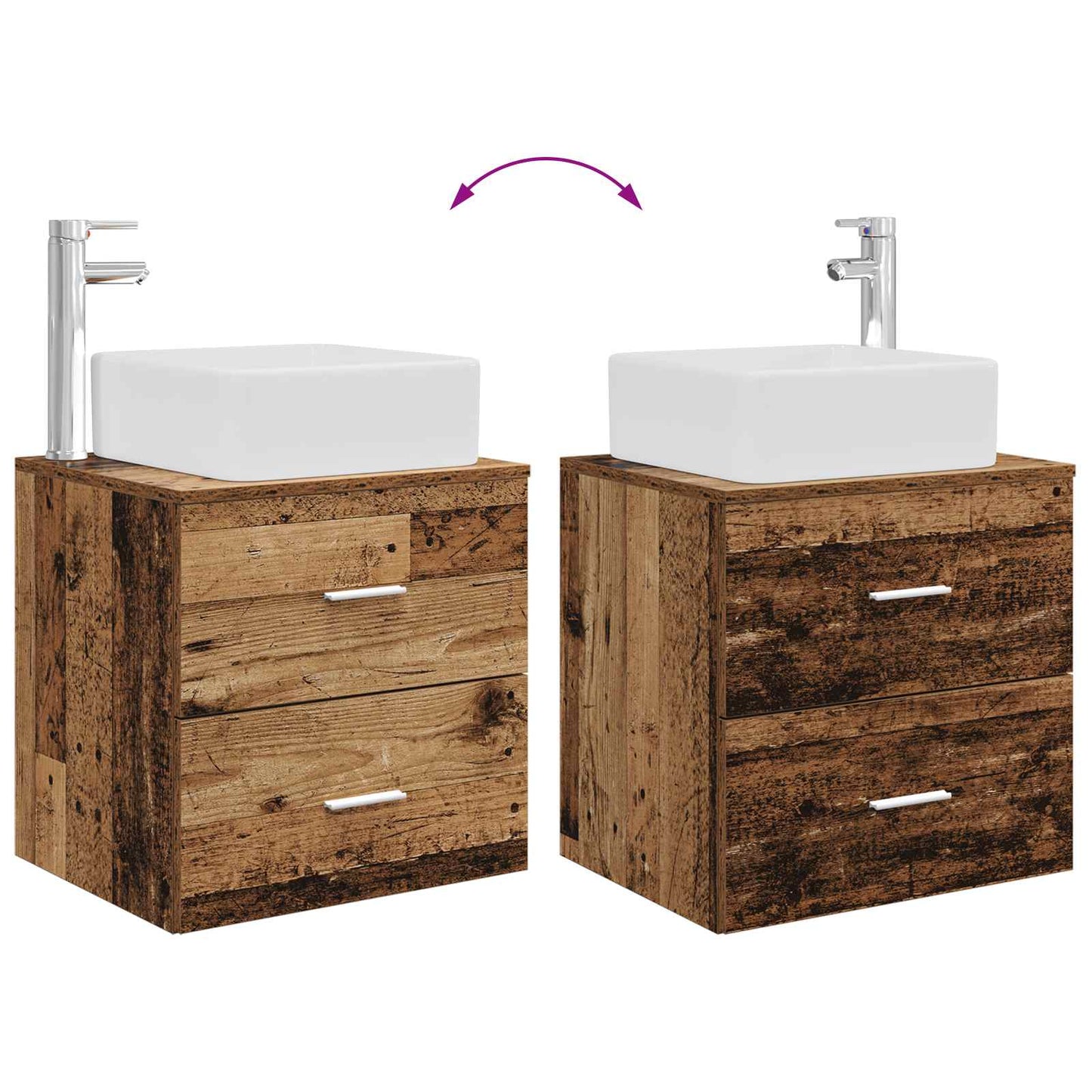 Bathroom Furniture Set 2 pcs Old Wood Engineered Wood