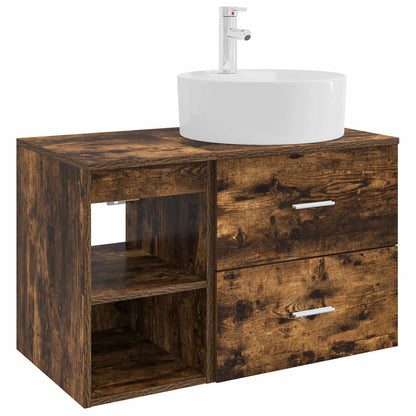 Bathroom Furniture Set 2 pcs Smoked Oak Engineered Wood