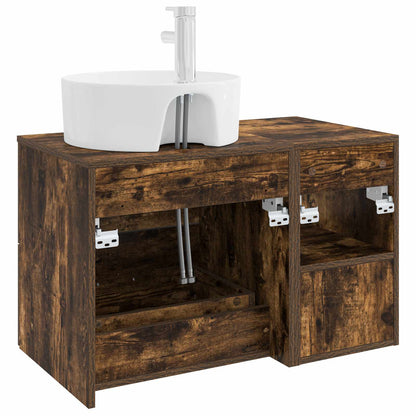 Bathroom Furniture Set 2 pcs Smoked Oak Engineered Wood