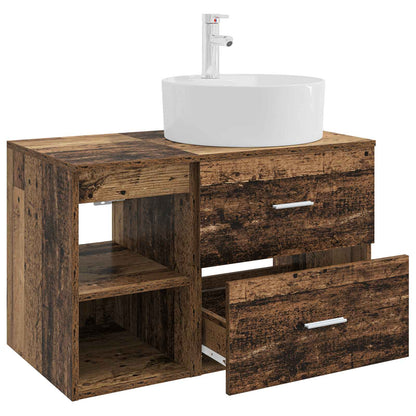 Bathroom Furniture Set 2 pcs Old Wood Engineered Wood
