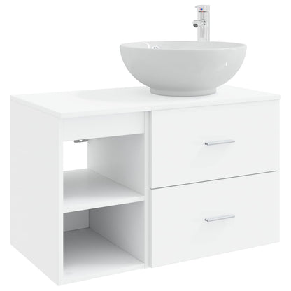 Bathroom Furniture Set 2 pcs White Engineered Wood