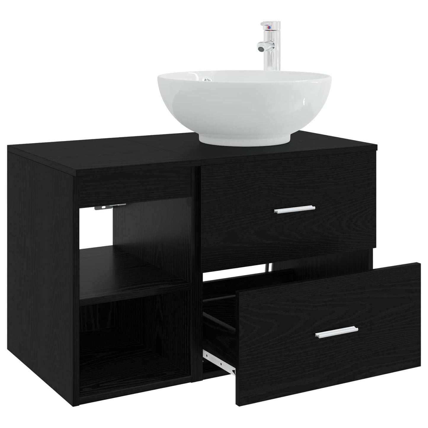 Bathroom Furniture Set 2 pcs Black Oak Engineered Wood