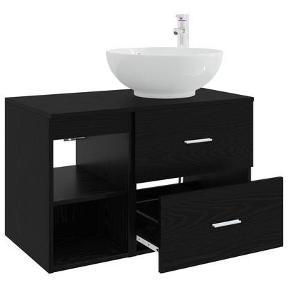 Bathroom Furniture Set 2 pcs Black Oak Engineered Wood