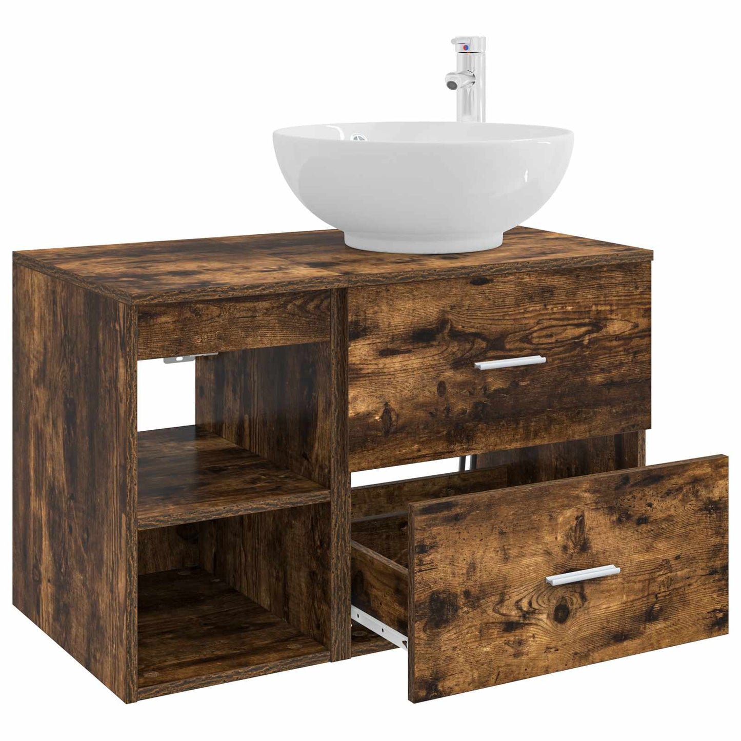 Bathroom Furniture Set 2 pcs Smoked Oak Engineered Wood