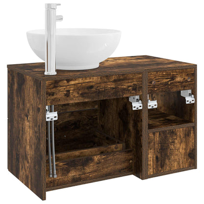 Bathroom Furniture Set 2 pcs Smoked Oak Engineered Wood