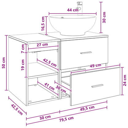 Bathroom Furniture Set 2 pcs Smoked Oak Engineered Wood