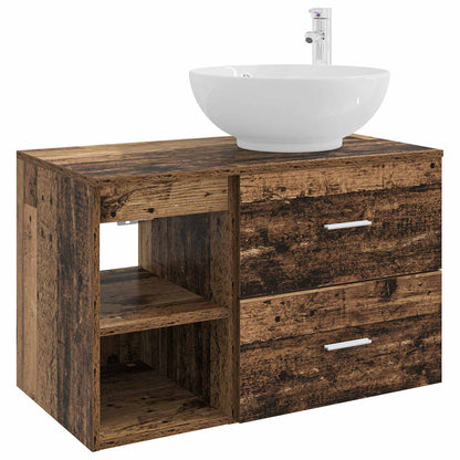 Bathroom Furniture Set 2 pcs Old Wood Engineered Wood