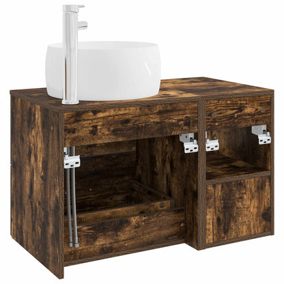 Bathroom Furniture Set 2 pcs Smoked Oak Engineered Wood