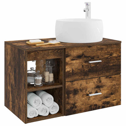 Bathroom Furniture Set 2 pcs Smoked Oak Engineered Wood