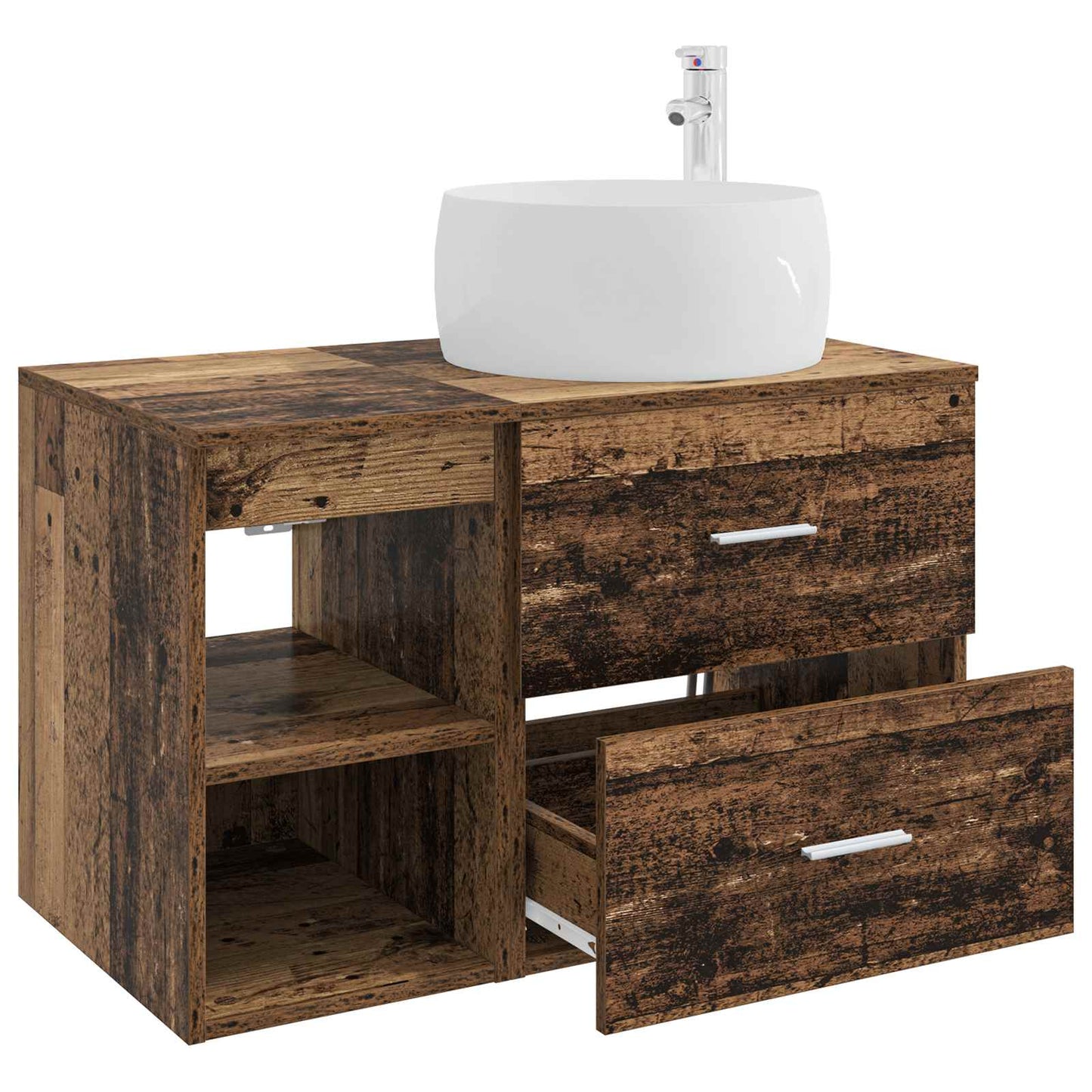 Bathroom Furniture Set 2 pcs Old Wood Engineered Wood