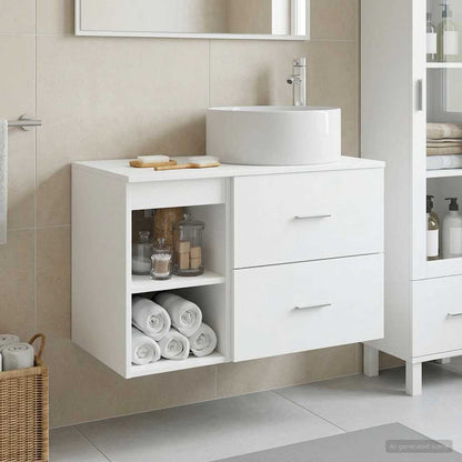 Bathroom Furniture Set 2 pcs White Engineered Wood