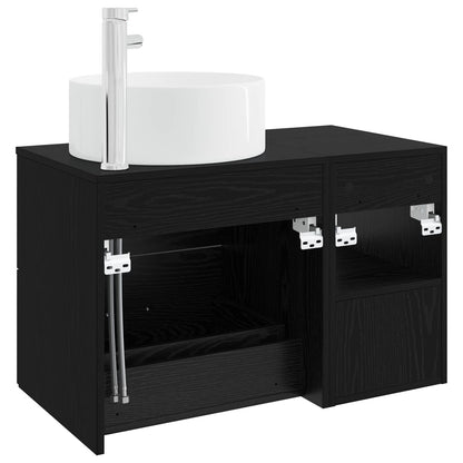 Bathroom Furniture Set 2 pcs Black Oak Engineered Wood