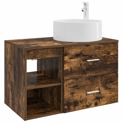 Bathroom Furniture Set 2 pcs Smoked Oak Engineered Wood