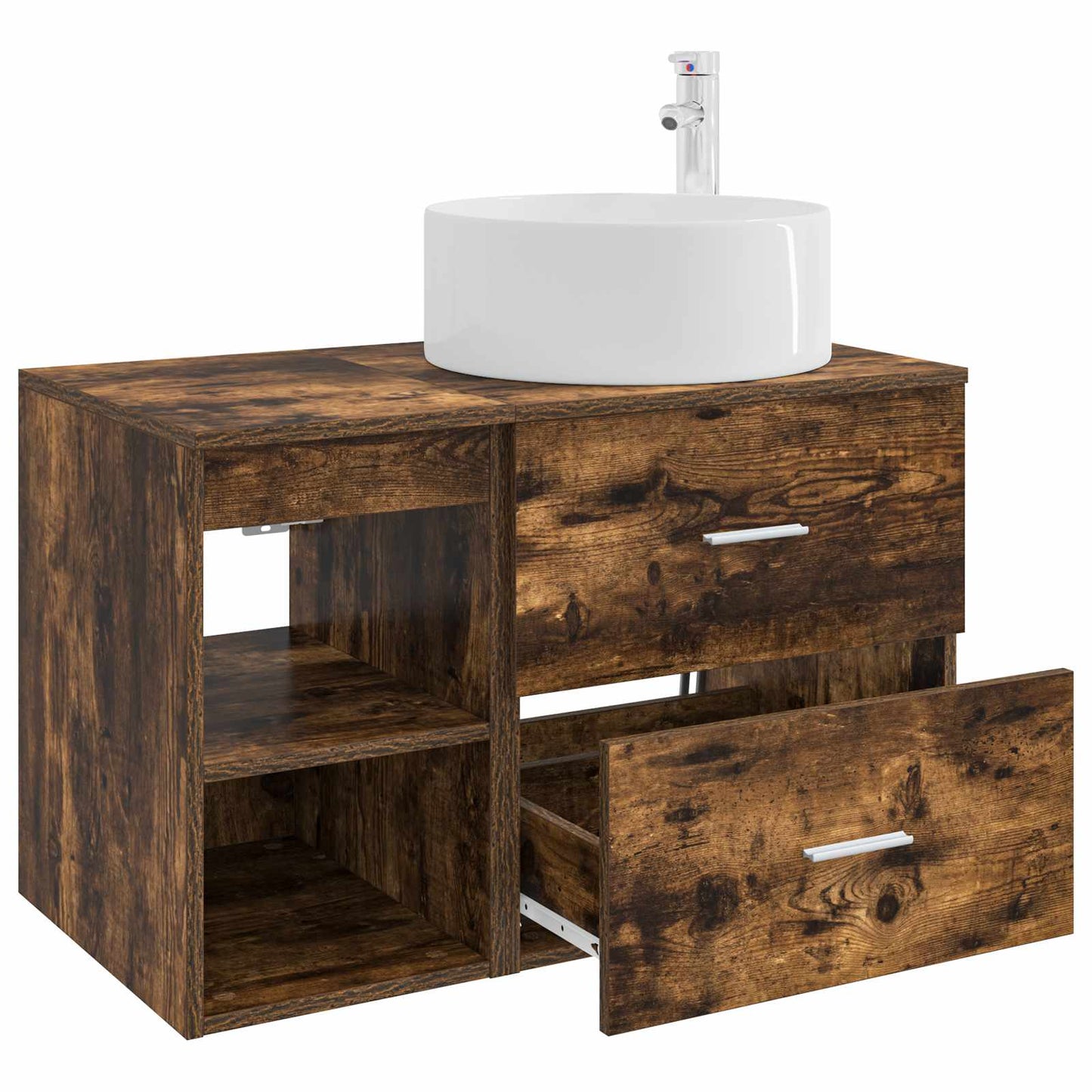 Bathroom Furniture Set 2 pcs Smoked Oak Engineered Wood
