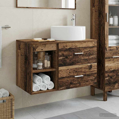 Bathroom Furniture Set 2 pcs Old Wood Engineered Wood