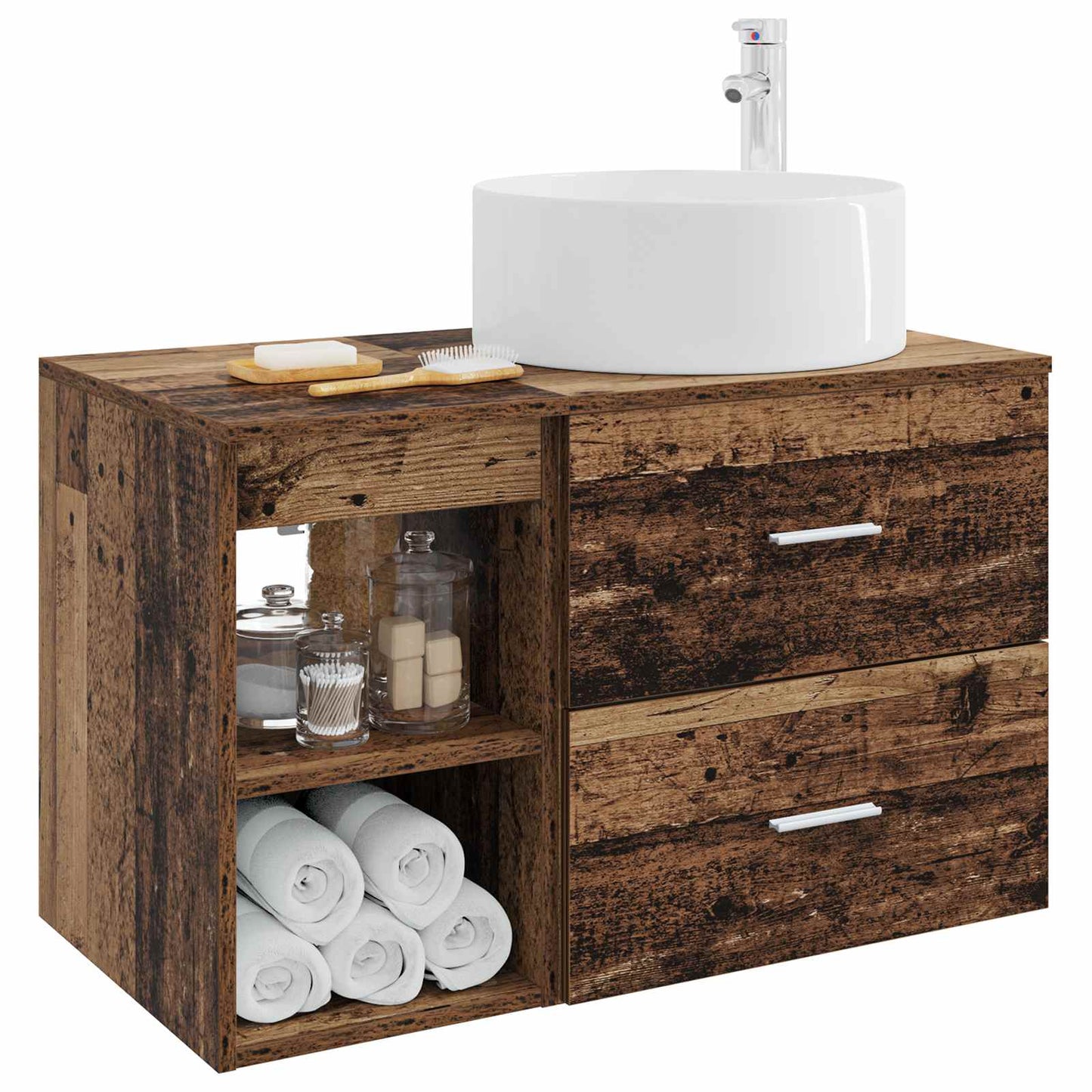 Bathroom Furniture Set 2 pcs Old Wood Engineered Wood